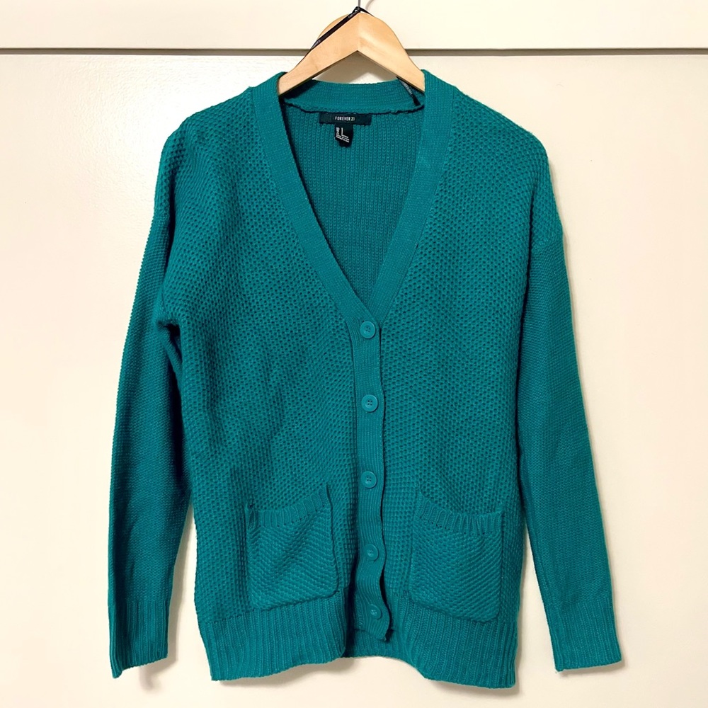 Teal Green Knit Cardigan
